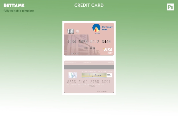 Модерен стил на Уганда Centenary банка шаблон виза дебитна картичка